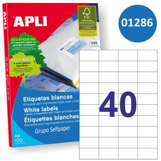 Apli 1286, Etiquetas impresora 52,5x29,7 mm,