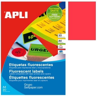 Etiquetas Apli 02880 color rojo fluorescente