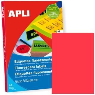 Etiquetas Apli 11749 Rojo fluorescente