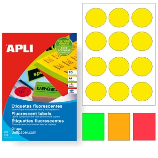 Circulos amarillos fluorescentes impresora,