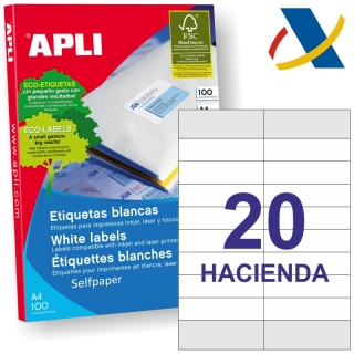 Etiquetas Hacienda para impresora Apli 12330