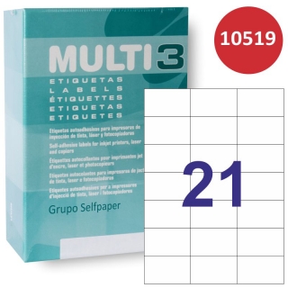 Multi3 10519, Caja 500 hojas, etiquetas