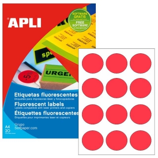 Etiquetas redondas Apli 02868 Crculos rojos