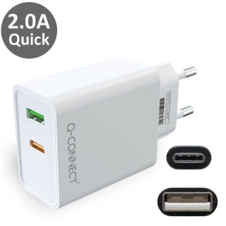 Cargador Usb móvil carga rápida 2.0A  Q-connect KF18979