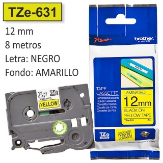 Cinta Rotuladora Brother TZE-631 negro 