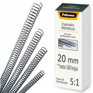Espirales encuadernacin metlicos Fellowes 20 mm  5110801