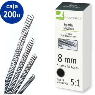 Espirales metal para encuadernar 8 mm,  Qconnect KF04428
