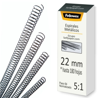 Espirales metalicos Fellowes encuadernar 22mm