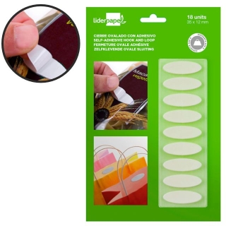 Circulos ovalados de velcro, puntos adhesivos  Liderpapel VL03