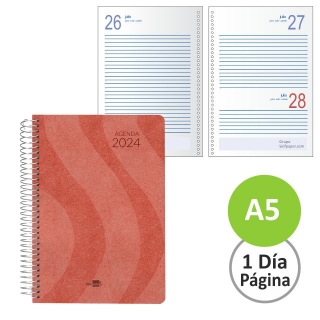 Agenda espiral economica 2024 Syros rojo,  Liderpapel 167000