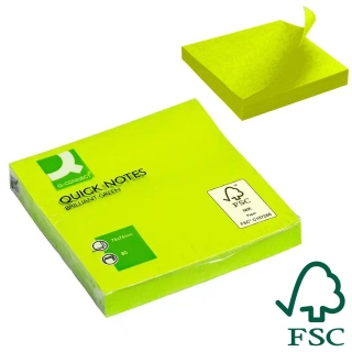 Notas adhesivas verde fluor neón