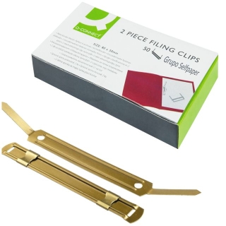Encuadernadores fasteners dorados cobreados c/ 50  Q-connect KF26117