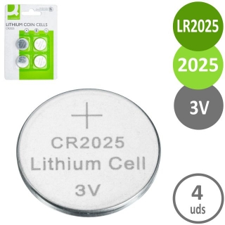 Pack 4 pilas botn CR2025 3v  Q-connect KF14559