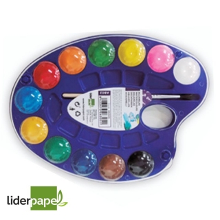 Acuarelas, paleta 12 colores Liderpapel,