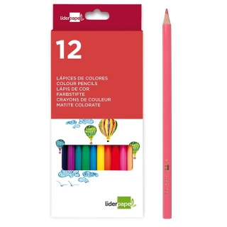 Caja 12 pinturas de madera, lapices  Liderpapel LC01