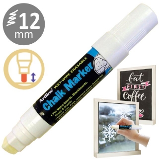 Marcador tiza líquida punta gorda Artline  EPW-12-BL-WH