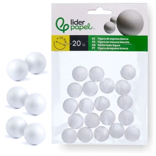 Pack 20 bolas de corcho blanco  Liderpapel MX16