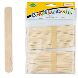 Palillos manualidades, palos de polo madera  Liderpapel AC-01