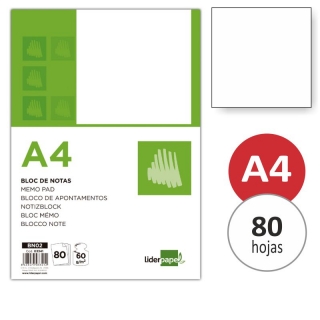 Block Notas liso blanco tamao folio  Liderpapel BN02