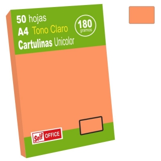 Cartulinas Din A4 Folio color Mandarina  Self-office 30096