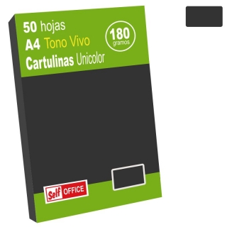 Cartulinas Din A4 Folio Negro, Pack  Self-office 30105