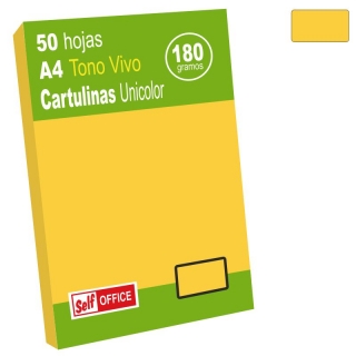 Cartulinas Din A4, folio amarillo  Self-office 30095