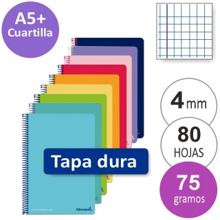 Libreta, cuaderno tapas duras cuadros cuartilla,  Liderpapel BC51