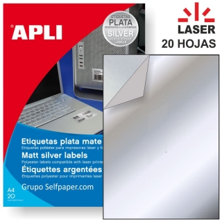 Etiqueta Poliester adhesivo laser Plata  Apli 10071