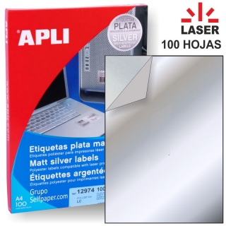 Etiquetas metalizadas plata resistentes frio,  Apli 12974