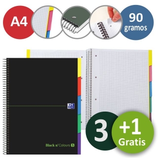Cuadernos Oxford con separadores Black