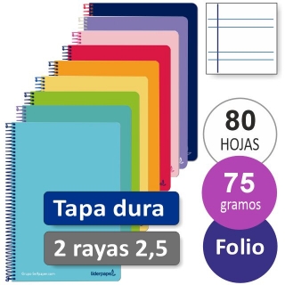 Libretas, cuadernos Pauta estrecha, 2 rayas  Liderpapel BF43