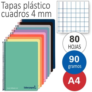 Cuadernos, libretas 90 gramos, tapas plastico,  Liderpapel BF27