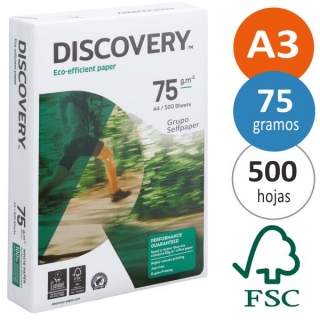 Papel fotocopiadora Din A3, Discovery,  DIS-75-A3