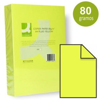 Papel amarillo fluorescente neon, Din A4,  Q-connect KF16266