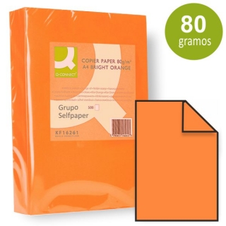 Papel color naranja vivo Din A4,  Q-connect KF16261