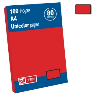 Papel Din A4 color rojo 100  Liderpapel PC58