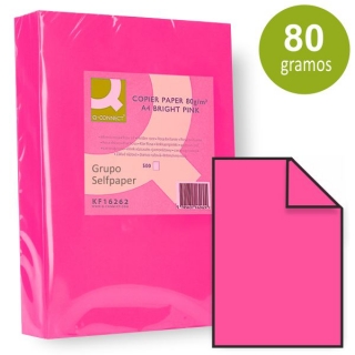 Papel color rosa intenso, vivo,  Q-connect KF16262