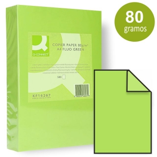 Folios de papel verde fluorescente,