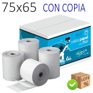 Papel registradora 75x65x12 original y copia,  Fabrisa 75X65DUP