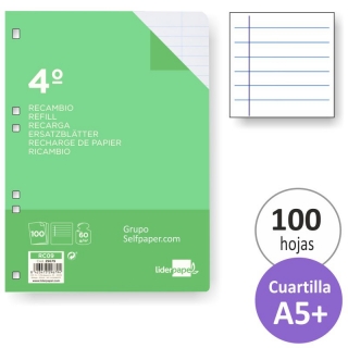 Recambio cuartilla, Din A5+, 1 raya  Liderpapel RC09