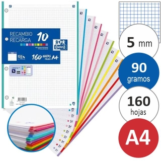 160 hojas recambio Oxford bandas 10  400106627
