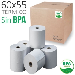 Papel trmico 60x55x12, cajas registradoras,  Q-connect 60X55T