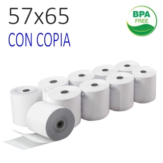Rollos papel 57x65x12 duplicado con copia,  Q-connect 4576521B-2890
