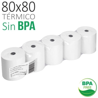 Papel trmico impresora tickets TPV 80x80x12  Greening GN18