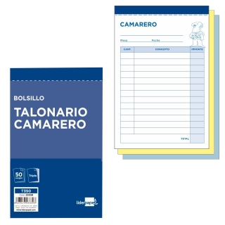 Talonario camareros bolsillo original y 2  Liderpapel T350