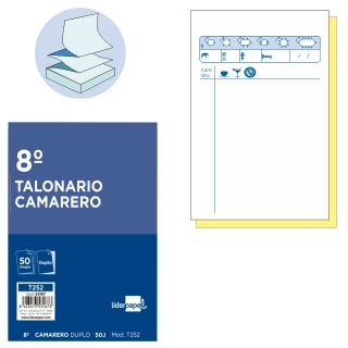 Talonario camarero 8 original y copia  Liderpapel