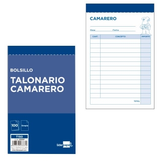 Talonario Liderpapel camareros bolsillo sin copia