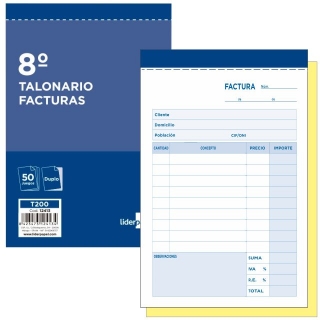 Talonario Liderpapel Facturas 8 original y  T200