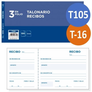 Talonario Liderpapel Recibos tercio de