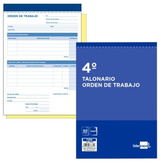 Talonario Liderpapel orden de trabajo cuarto  T255